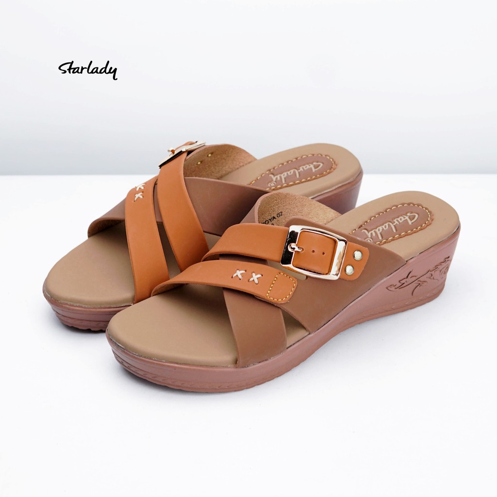 Sandal Wedges Tali Casual Hak Wanita / STARLADY - (Argya 02)