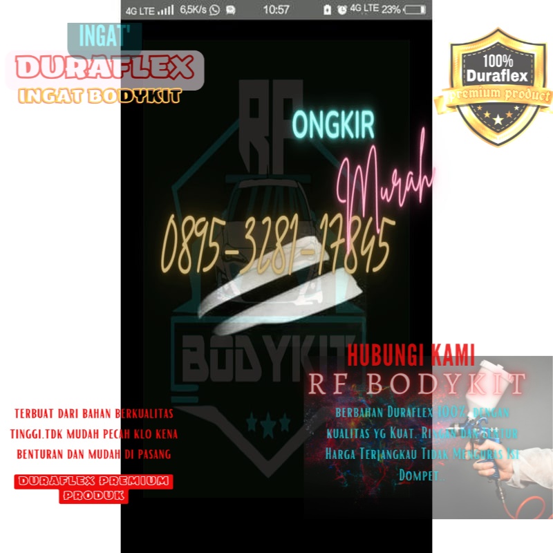 BODYKIT belakang add on kiri kanan evo 3 gass bosku lancer evo 3 bahan duraflex berkualitas