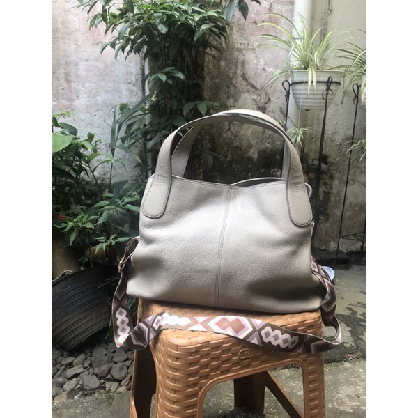 preloved fossil maya satchel taupe abu coklat muda original branded tas slempang crosbody dan hand b