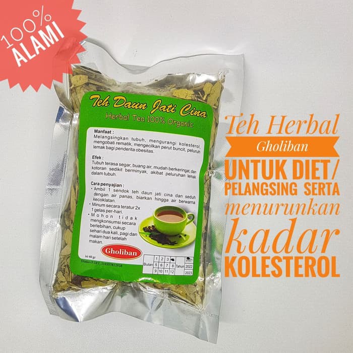 Teh untuk diet/pelangsing daun jati cina gholiban 40gr curah/seduh