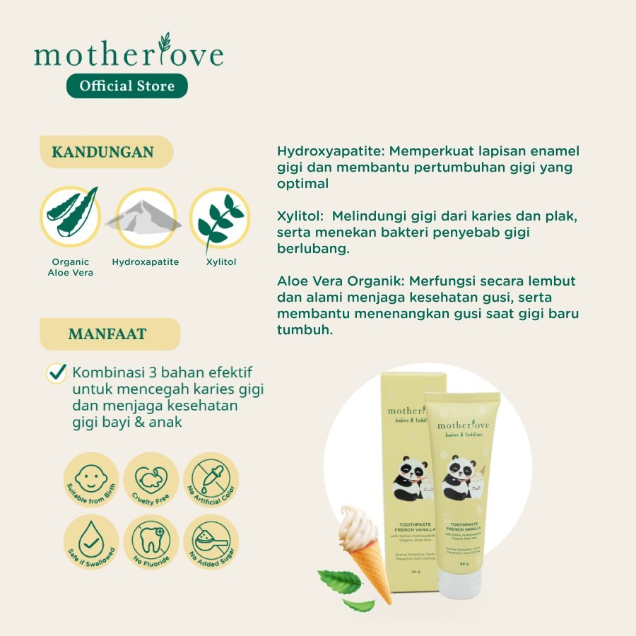 Motherlove Baby &amp; Toddler Toothpaste (French Vanilla) 50gr