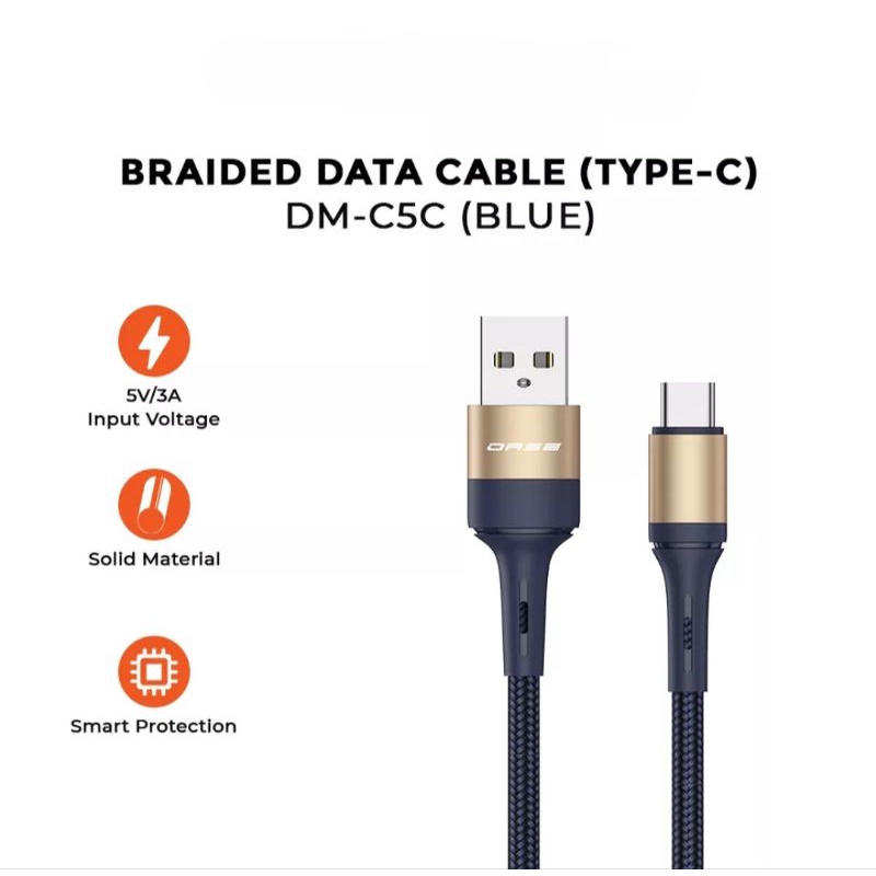 KABEL DATA TYPE C FAST CHARGING 3A 100CM OASE DM-C5C