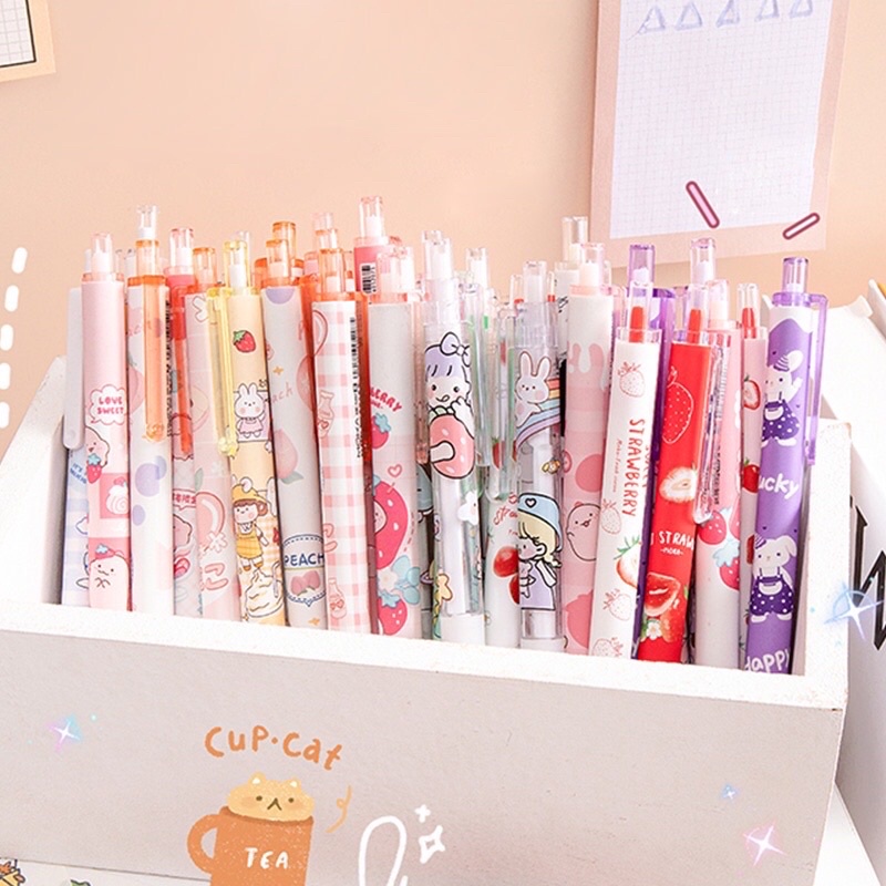 1 Buah Pen Gel Fancy Retractable Black Refill Cute Animals Girls Aesthetic Kawaii Japanese Lovely Pink Style Kiyowo Pulpen Minimalis Tinta Hitam Mekanik Unik Lucu Gaya Korea Karakter Kartun Anak Perempuan Hewan Peliharaan Pelajar Viral Estetik Bunny Bear