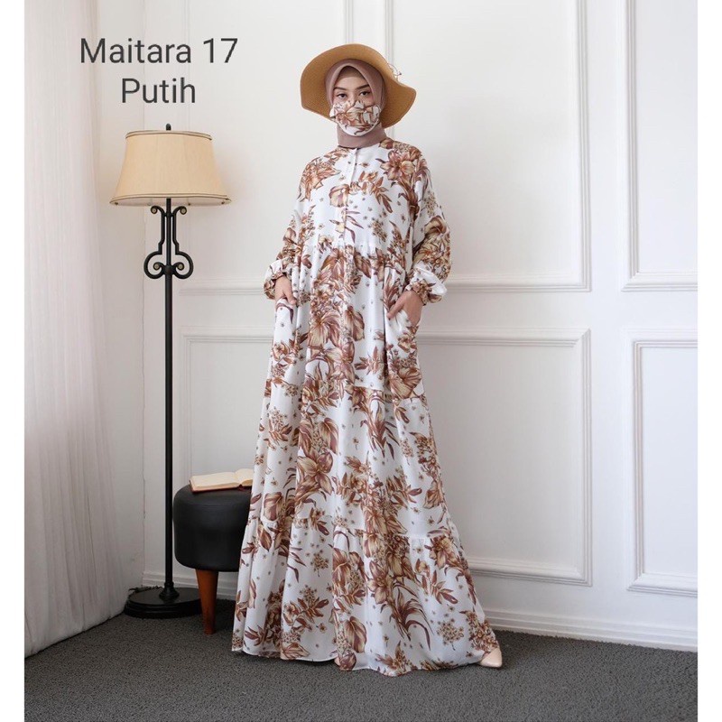 ABA agen baju homey dress gamis wanita MAITARA-MAITARA 17 PUTIH