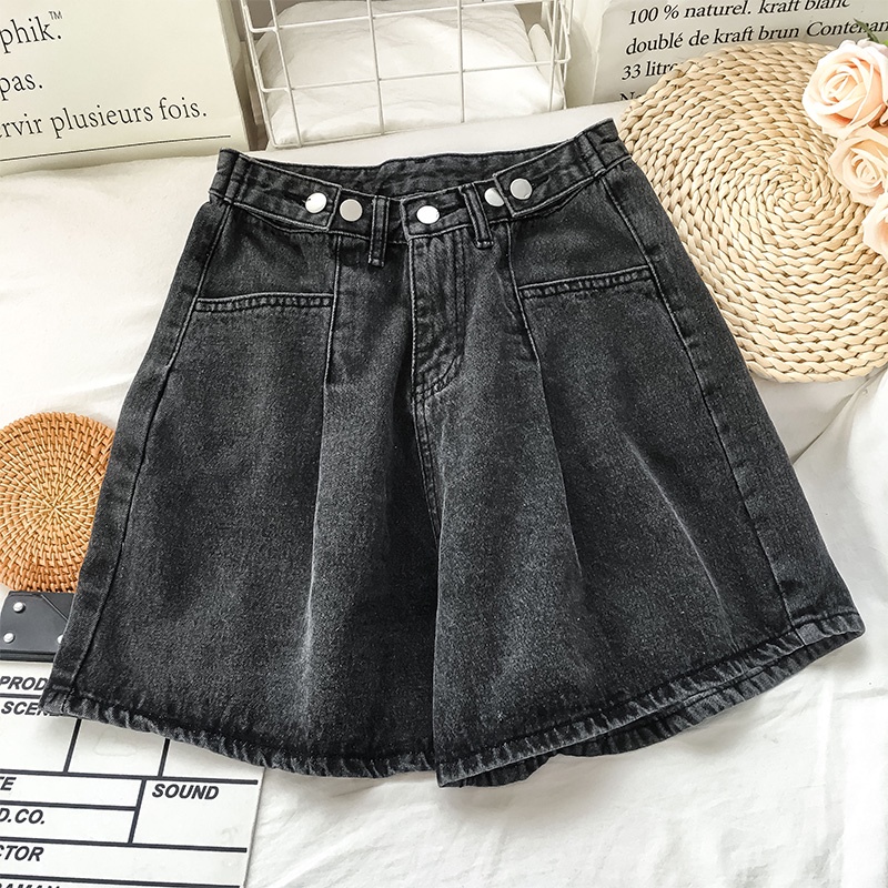 Korean Style Highwaist Loose Jeans Pendek Wanita Import/Celana Jeans Pendek Cewe（realpict）