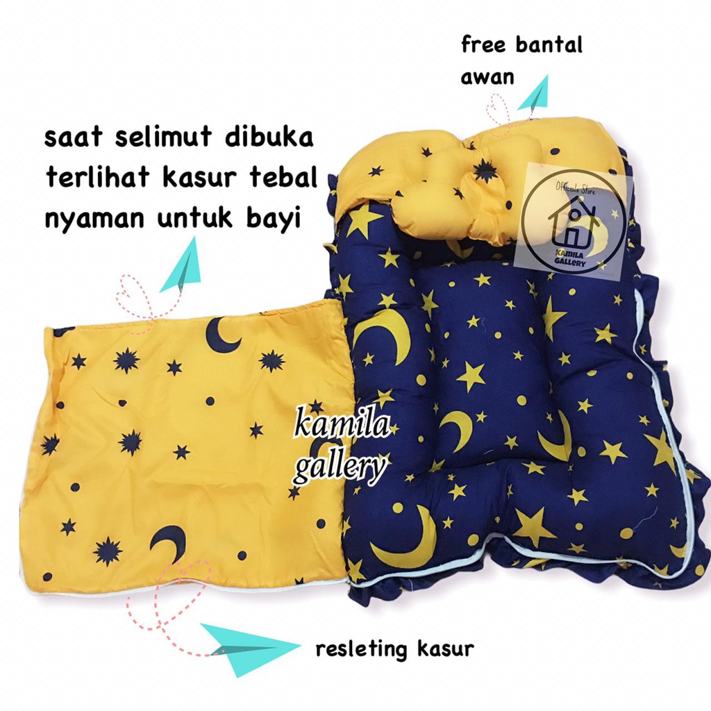 FREE BANTAL AWAN PEYANG!! KASUR BAYI SLEEPING BAG SELIMUT BAYI TOPI / KASUR BAYI RESLETING TERMURAH