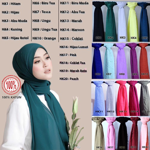 Pashmina Hijab Jilbab Pasmina Katun Panjang Segi Empat Ukuran 180cm