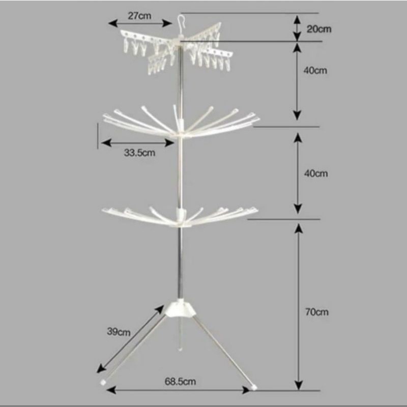 [BISA COD] Jemuran Lipat Menara 3 Susun Jemuran Pakaian Baju Bayi Handuk Kaos Kaki Stand Hanger