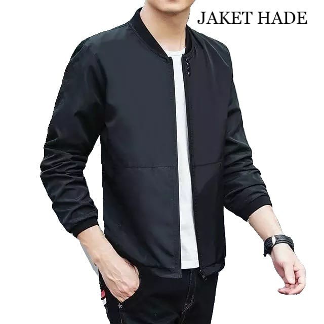 Jaket pria taslan casual - Hitam, S(R3S9) Jaket Pria Distro Original Jaket Pria Santai Jaket Pria Te