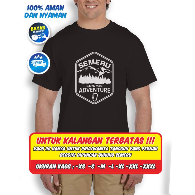 KAOS ADVENTURE PRIA - PENDAKI - OUTDOOR - BAJU DISTRO - GUNUNG SEMERU - LBSK OUTSHIRT  (190717)