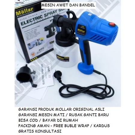 [ GARANSI MESIN MATI/RUSAK GANTI BARU ] JAMINAN ORIGINAL MOLLAR MLR-ESG300 Spray Gun Elektrik 300 Wa