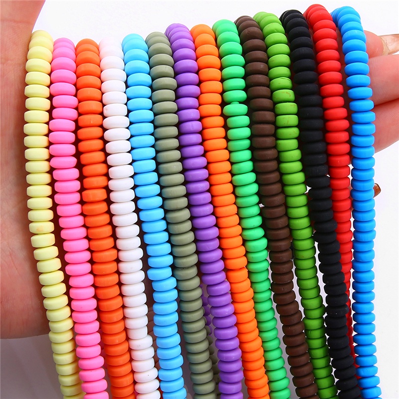 110pcs Manik-Manik Bulat Flat Polymer Clay 7x4mm 39cm / About Handmade Diy Untuk Membuat Perhiasan