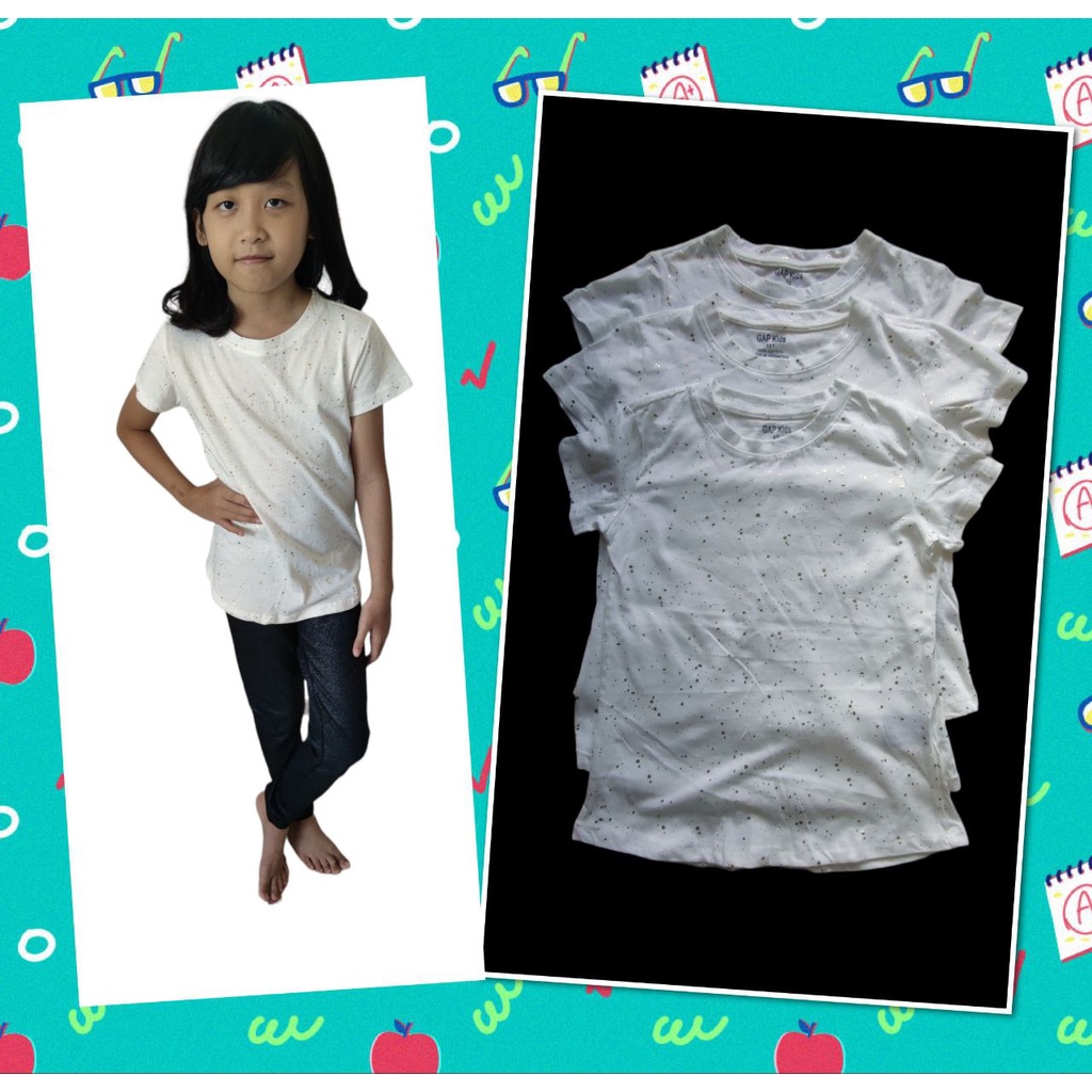 BAJU ANAK BR4NDED/G4P/KAOS PUTIH BLINK GOLD