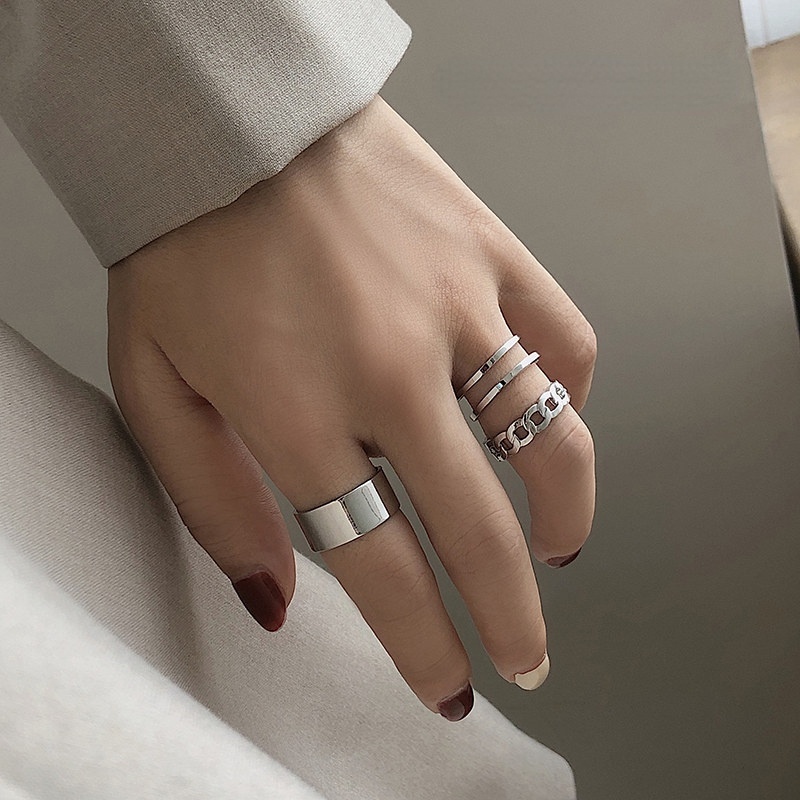 3pcs Hip Hop Set Ring Unisex Korean Personalized opening adjustable ring