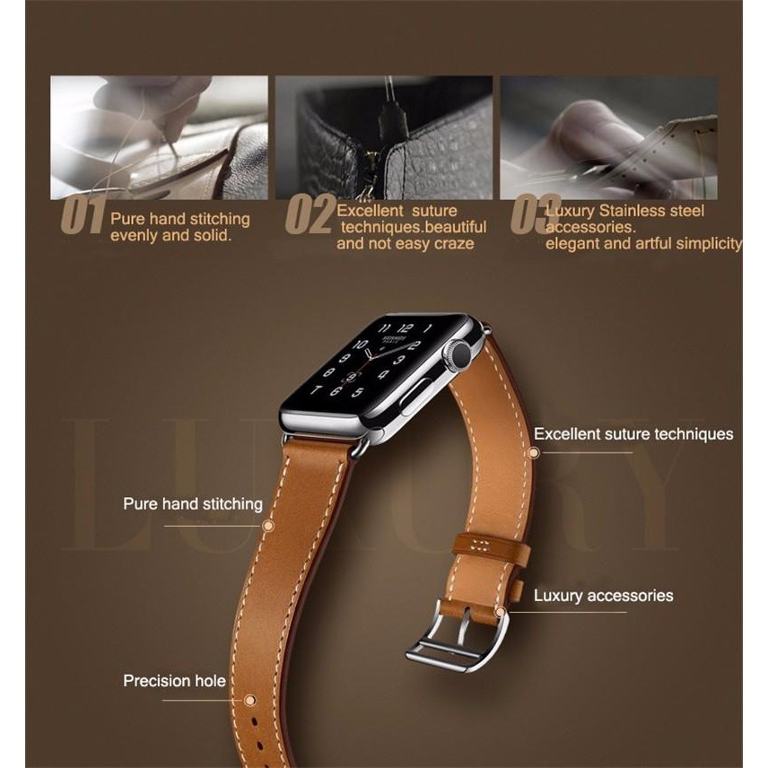 Strap Watch Kulit Leather Coklat Hitam SmartWatch 44 42 40 38mm  Ultra T900