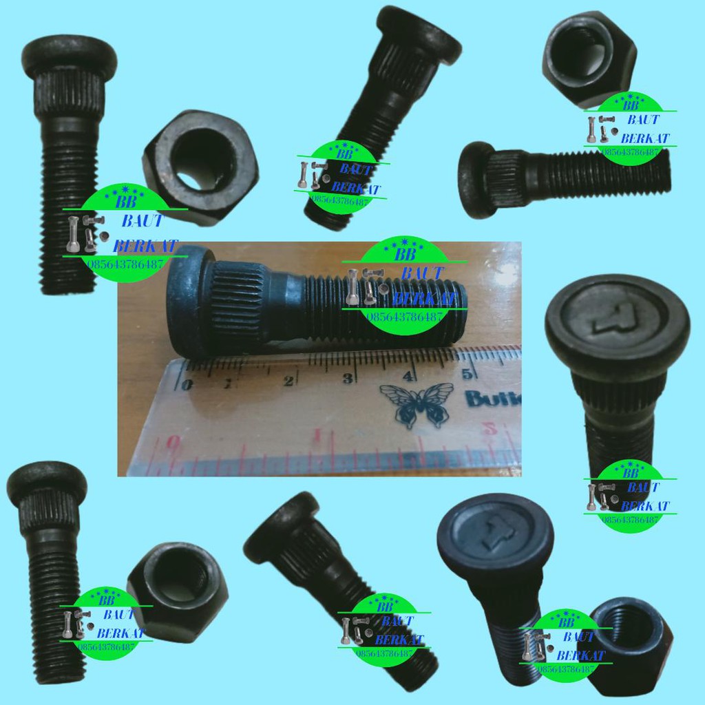 ECER baut mur roda kijang avanza xenia innova ayla agya kapsul baut roda kijang pendek baja 5 cm