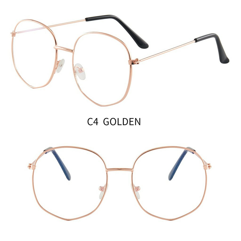 Kacamata Fashion Unisex Style Korea EG23 Kacamata Baca Frame Anti Radiasi Metal Gaya Retro