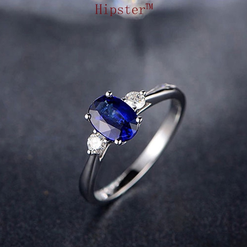 New Personalized European and American Retro Temperament Inlaid Blue Crystal Ring