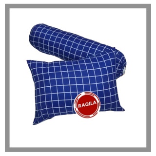 Sarung bantal &amp; sarung guling motif Terlaris Kotak &amp; Emily hitam/abu/putih/biru
