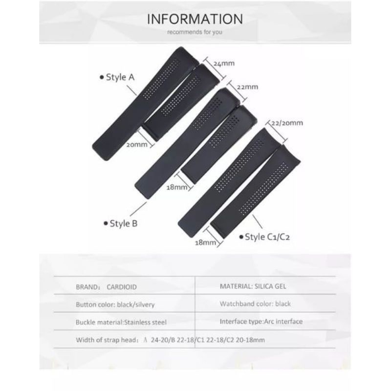 strap rubber tali jam tangan TAG Heuer rubber tali jam TAG HEUER