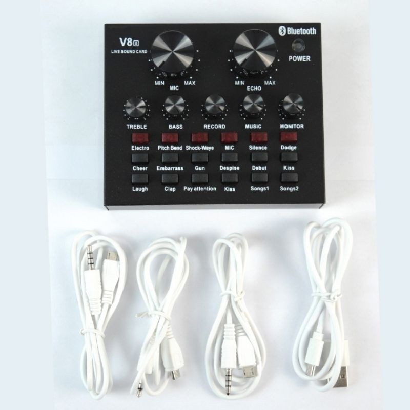 Soundcard Taffstudio V8s Bluetooth Audio USB External Soundcard Live Broadcasting-4