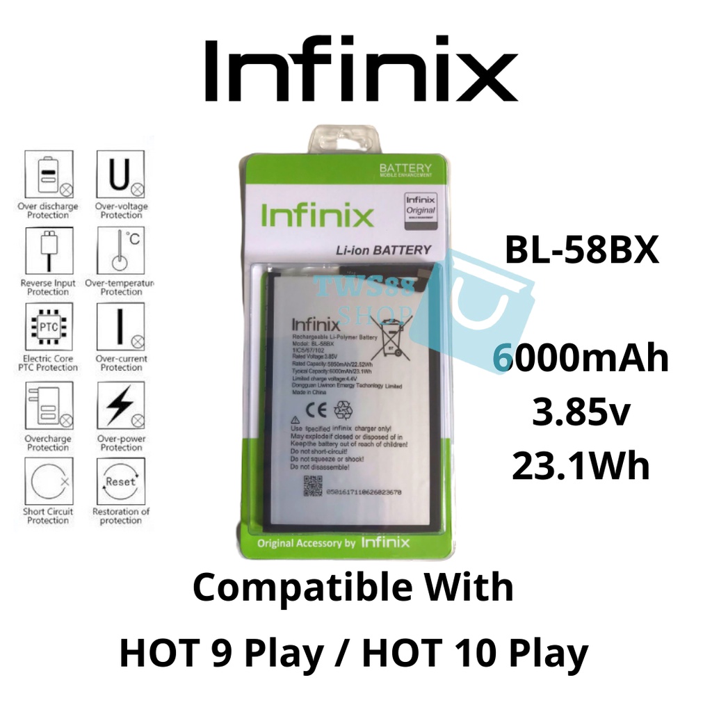 (TWS) Batre Battery Baterai Original Infinix HOT 9 PLAY / HOT 10 PLAY / BL-58BX / BL58BX