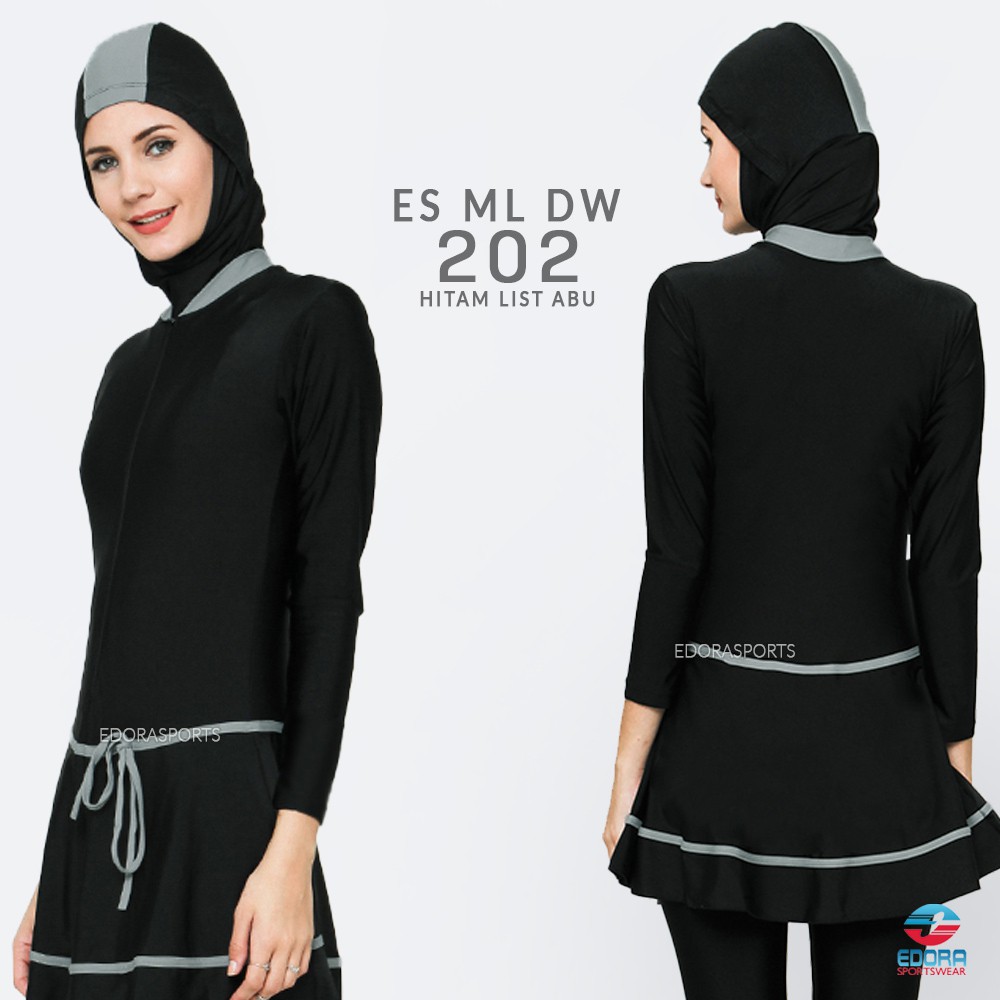 Baju Renang Wanita Muslim Hijab Dewasa Muslimah Slim Fit ES ML DW EDORA