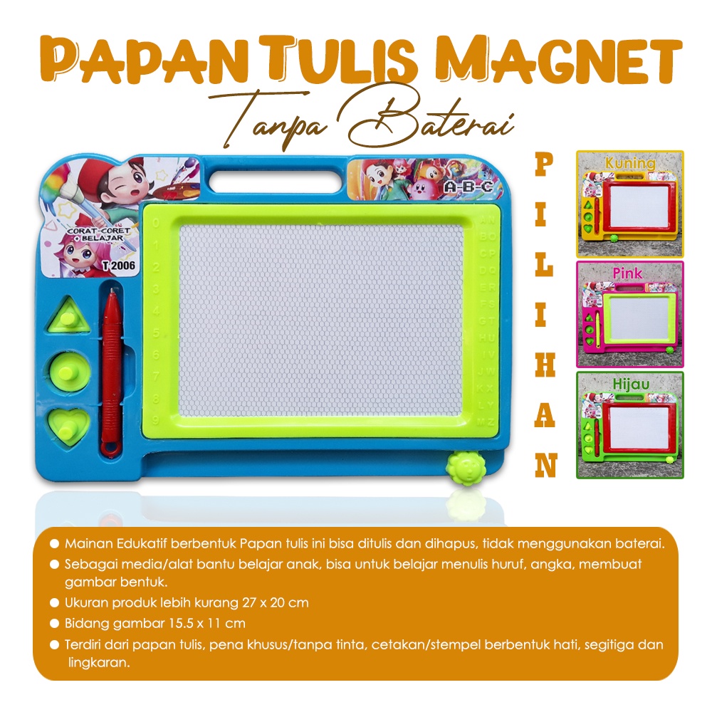 MAINAN PAPAN TULIS MAGNET - Papan Tulis Anak Model Magnet Tanpa Baterai Bisa Dihapus chn