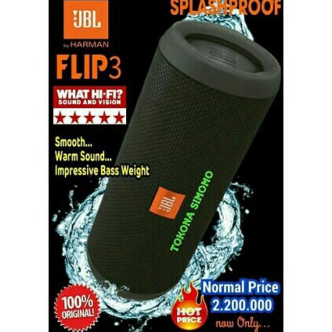 JBL FLIP 3 SPLASHPROOF PORTABLE BLUETOOTH SPEAKER WITH SPEAKERPHONE