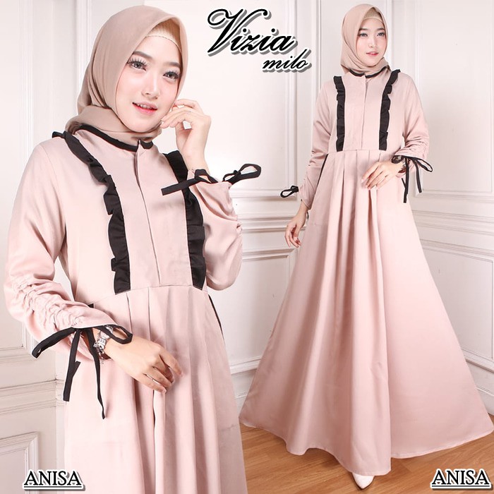 289 Baju Gamis Muslim Wanita Vizia Maxi Gamis Syari Saku Depan Cantik Model Baju Masa Kini Shopee Indonesia