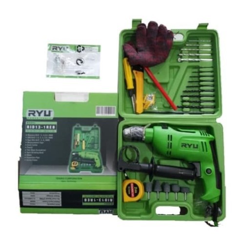 GARANSI RESMI! RYU KOPER SET 13 mm Mesin Bor Impact Drill Beton Tembok Black Decker KAYU BESI TEMBOK 2 ARAH Bolak Balik Variable SPEED