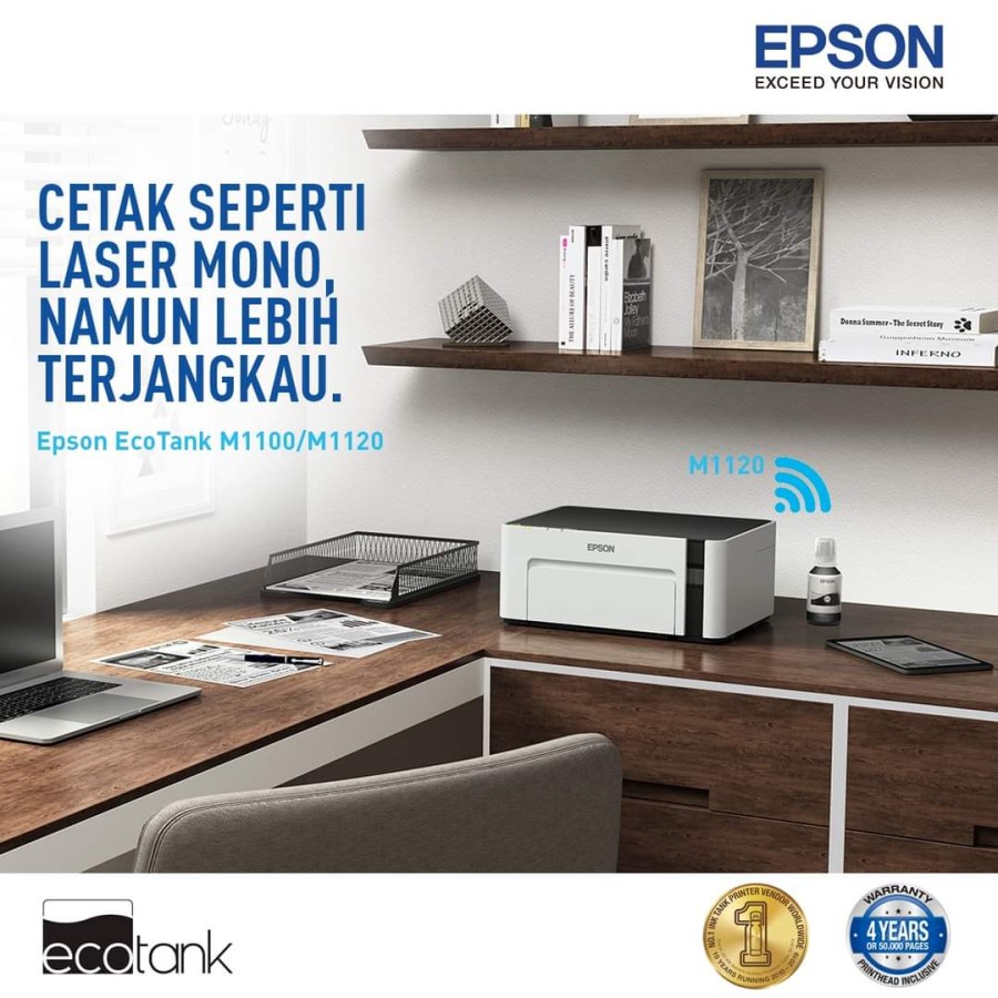 Epson EcoTank Monochrome M1100 Ink Tank Printer Hitam Mono Print Only