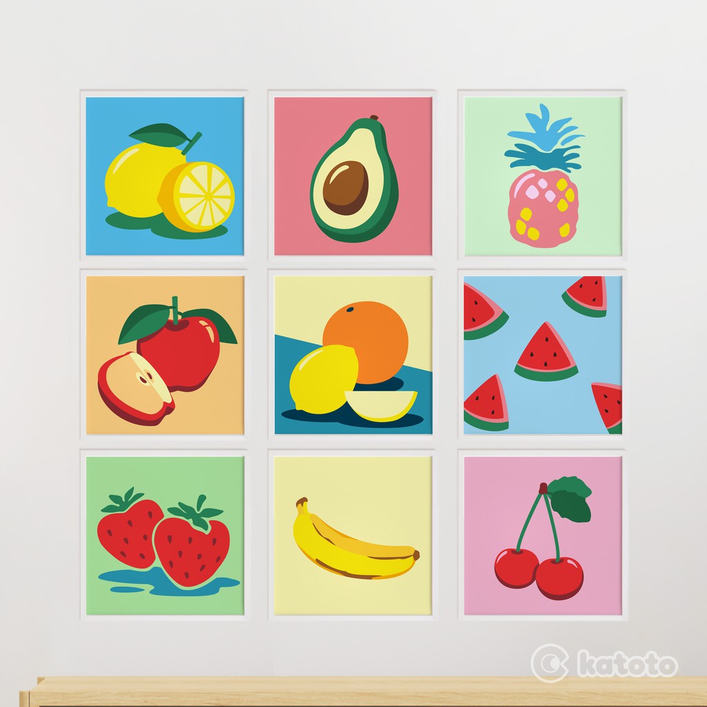 

PAINT BY NUMBER PAINTING KIT PAKET MELUKIS ANAK CAT AKRILIK CANVAS 20x20 FRUITS BUAH BUAHAN