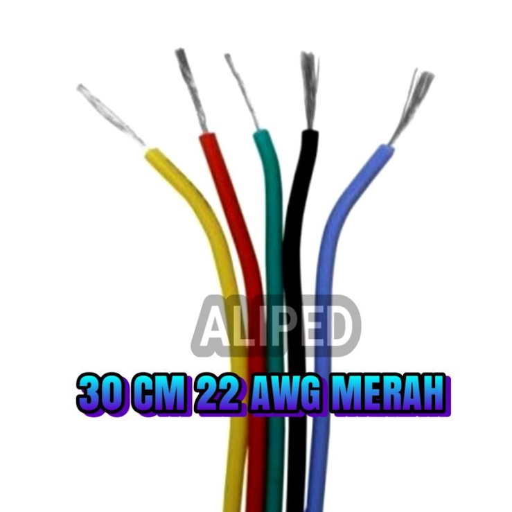 KABEL 22 AWG SERABUT PUTIH 30 CM, MERAH