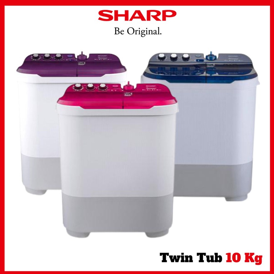 Mesin cuci Sharp EST 1090 BK VK 10 KG 2 tabung