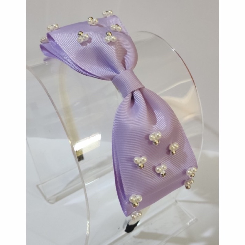Bando anak pita besar/ bando pita ungu/ pita mutiara/ french clip/ bando korea