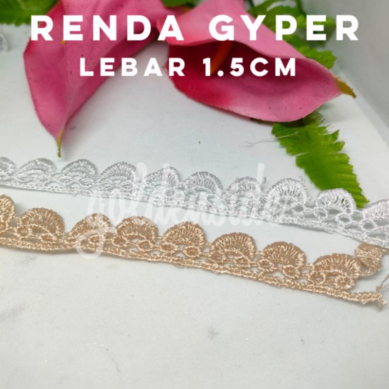 Renda gyper lebar 1.5cm per yard