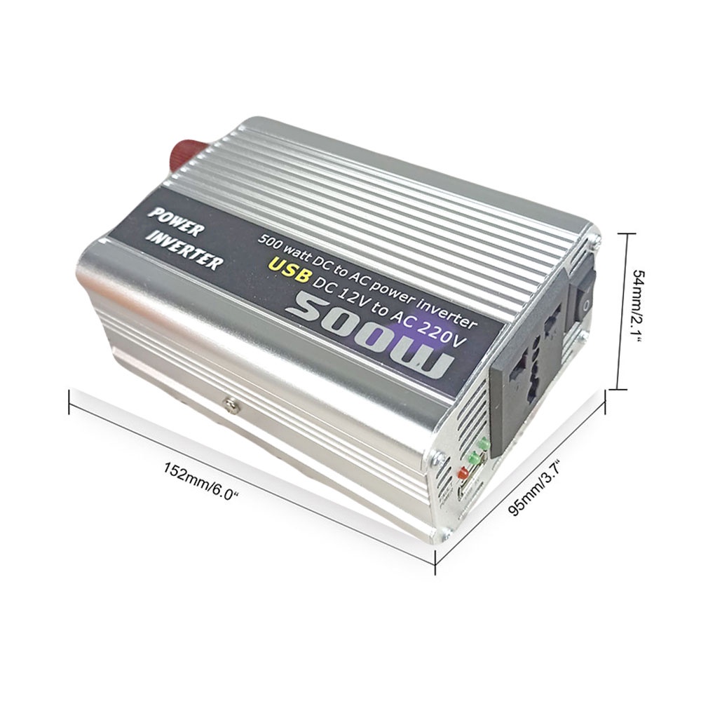 Car Power Inverter DC 12V to AC 220V 500W - Silver