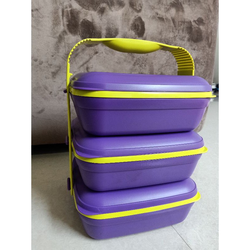 Rantang Tupperware picnic trio set ungu lime
