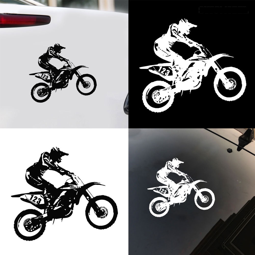 Stiker Reflektif Tema Stunt Motocross Untuk Mobil / Truk