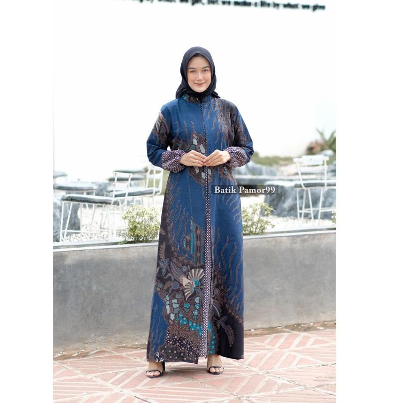 Gamis Batik Modern Jumbo Kombinasi - Gamis - Gamis Jumbo - Baju Gamis Wanita - Gamis Wanita - Gamis 