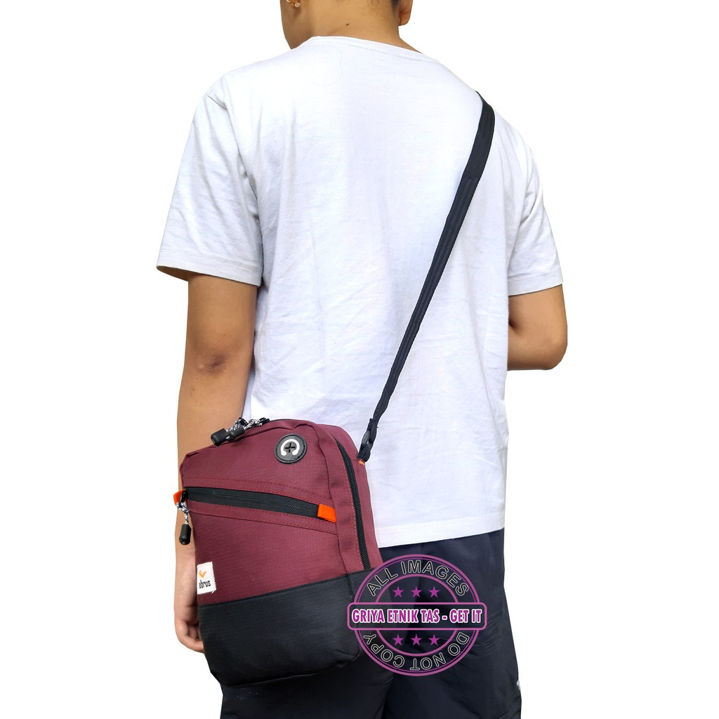 Tas HP 7 inch - Tas Selempang Pria Tablet Elbrus Port Headset - Tas Slempang Pria Zip Miring