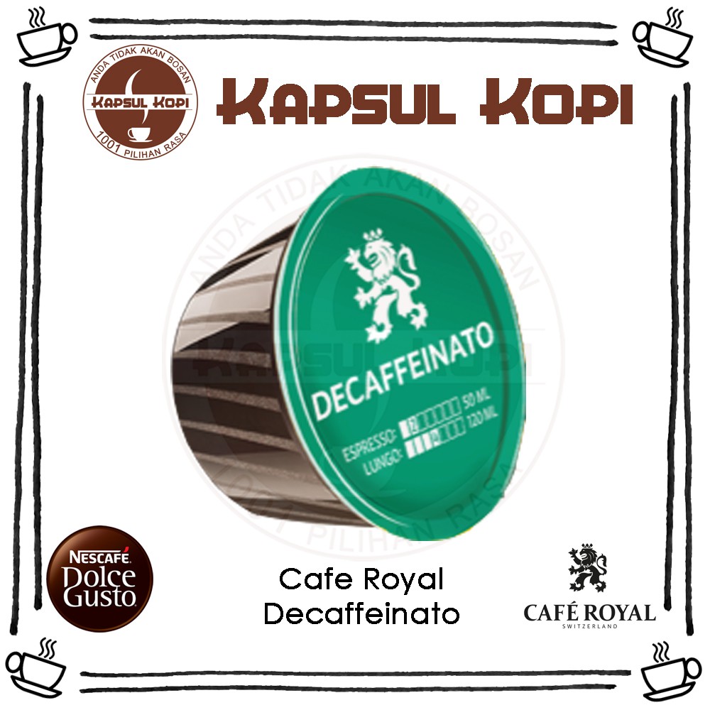 

Ecer Cafe Royal Decaffeinato KapsulKopi Nescafe Dolce Gusto Compatible