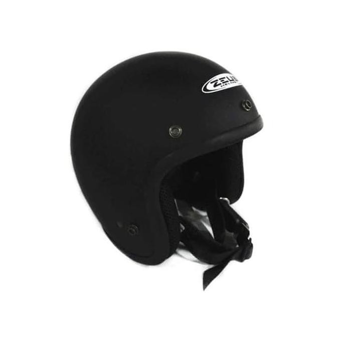 LANGSUNG KIRIM HELM ZEUS RETRO HALF FACE ZS385C HITAM DOFF MATTE BLACK STOK TERBATAS