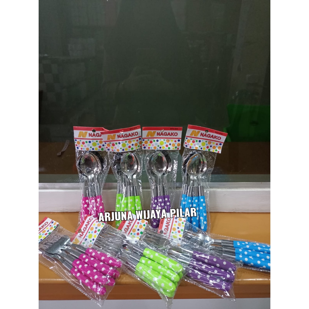 Sendok / garfu polkadot isi 6 pcs +bubblewrap