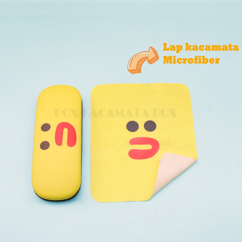 GROSIR/box Tempat Kacamata Hardcase Cepuk Magnet +Lap Microfiber Karakter Lucu CC1