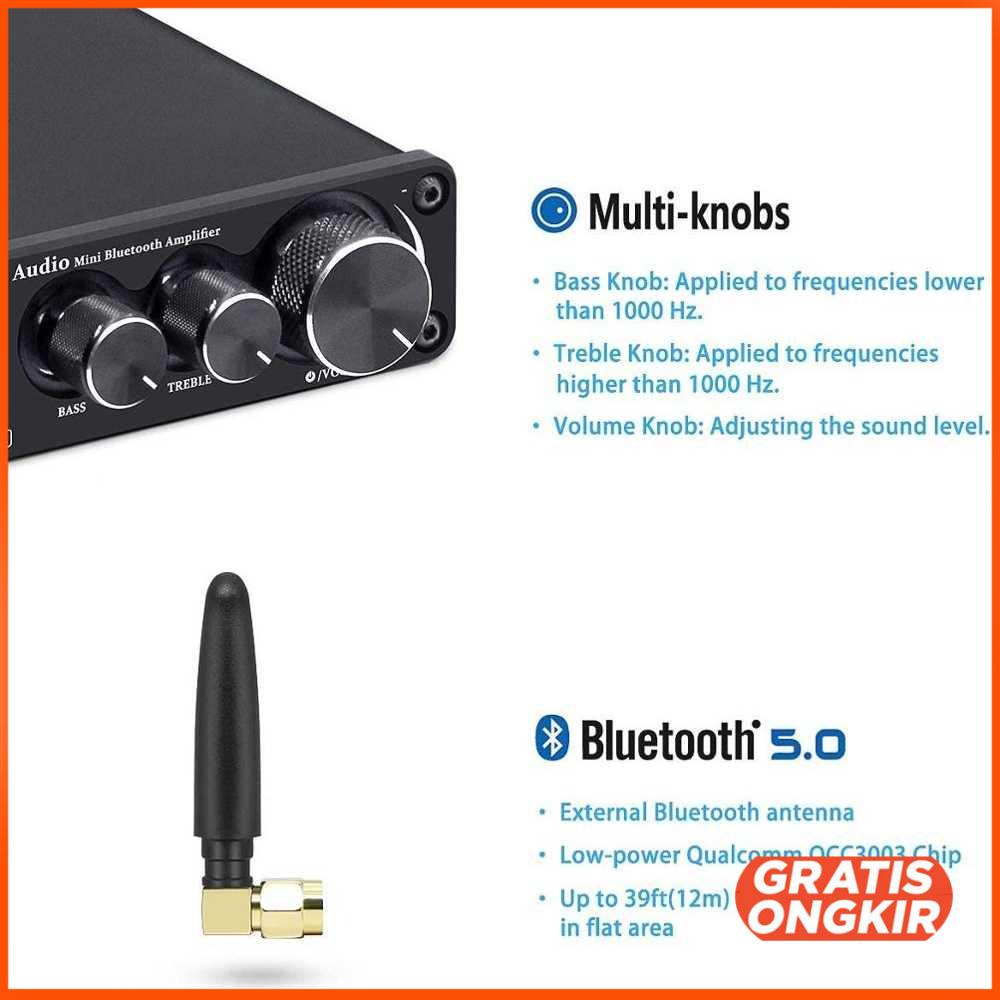 Fosi Audio Bluetooth Amplifier HiFi 2 Channel 50Wx2 TPA3116D2 - BT10A