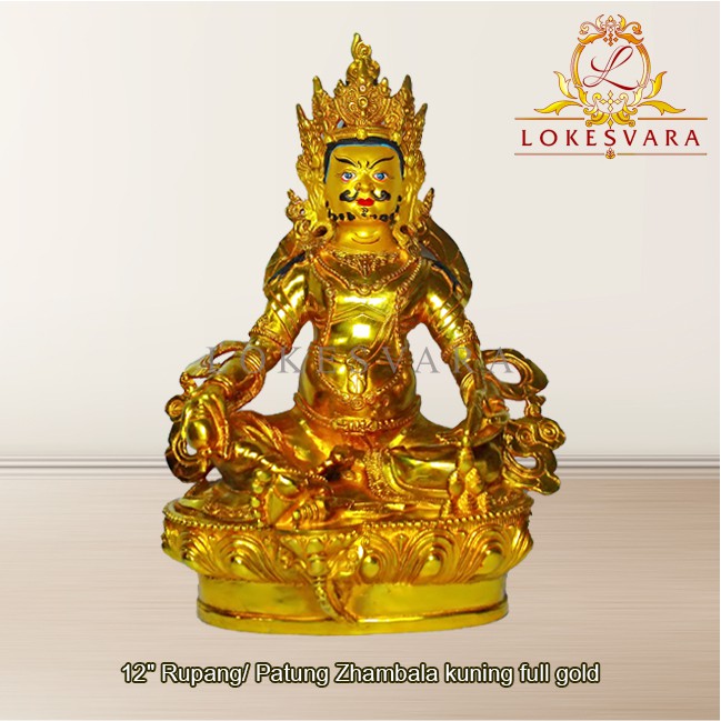 Patung Rupang Arca Logam Zhambala Kuning 12inch Full Gold