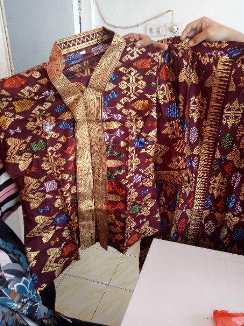 Sarimbit Couple Pasangan Batik Rok N Blus  Span Panjang Wanita Santika Prodo Maron