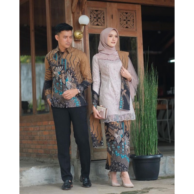 Kebaya batik couple veka brown Bonus hijab Kebaya couple lamaran